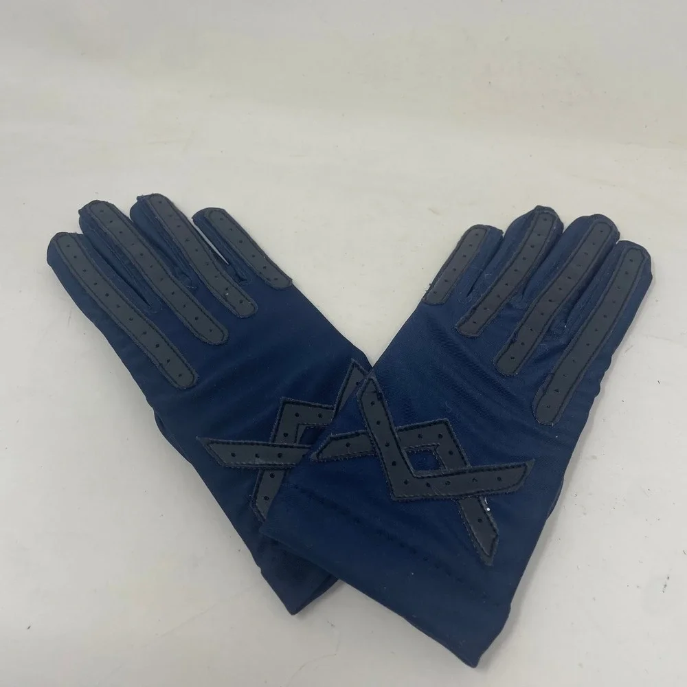 Vintage 1987 Sensations Knit Street Navy Blue Spandex Sport Driving Gloves OSFA